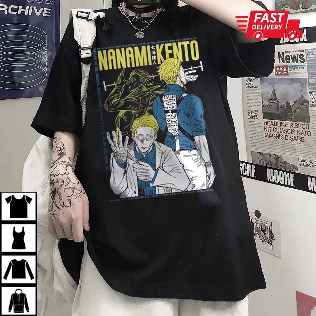 HOT🔥 Áo Phông Jujutsu Kaisen Nanami Kento Anime anime manga mẫu mới phong cách Streetwear