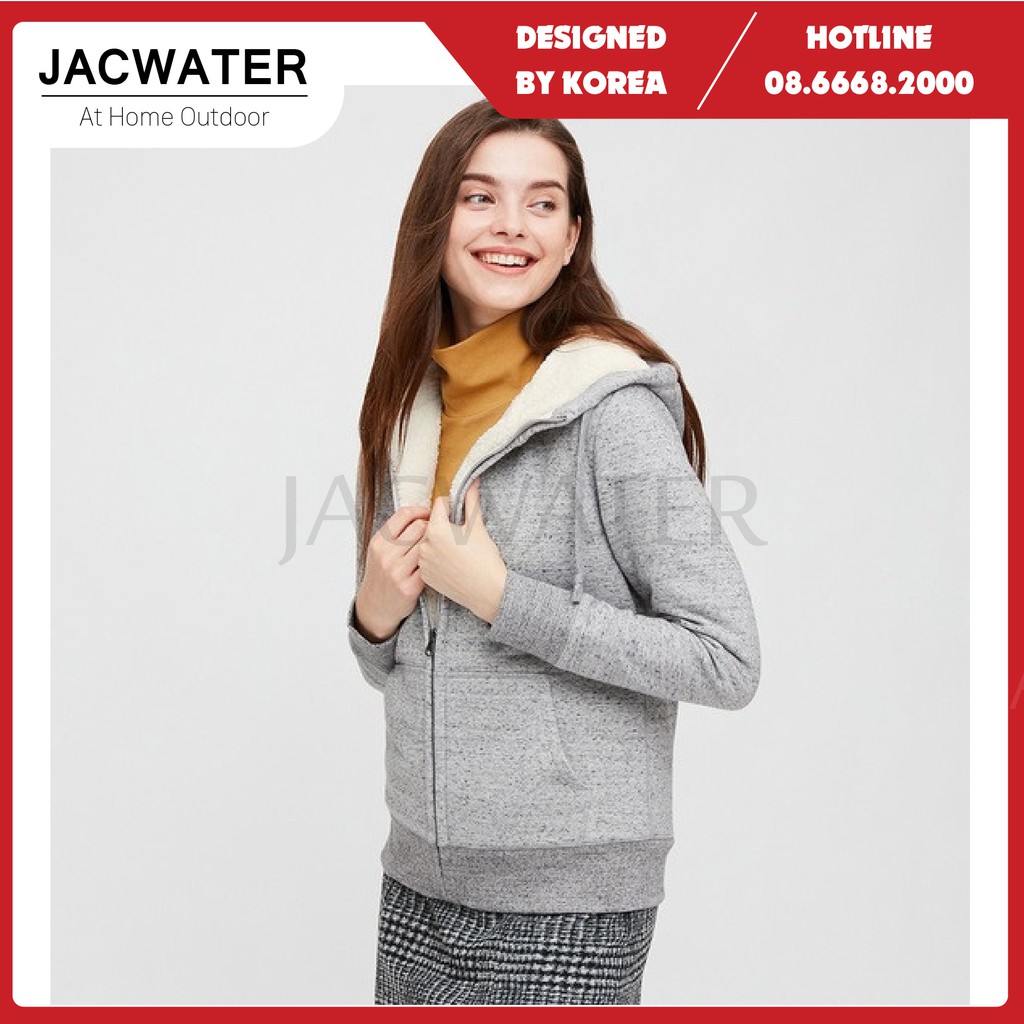 Áo khoác hoodie nỉ nam nữ lót lông có mũ cản gió giữ ấm mùa đông JACWATER V520