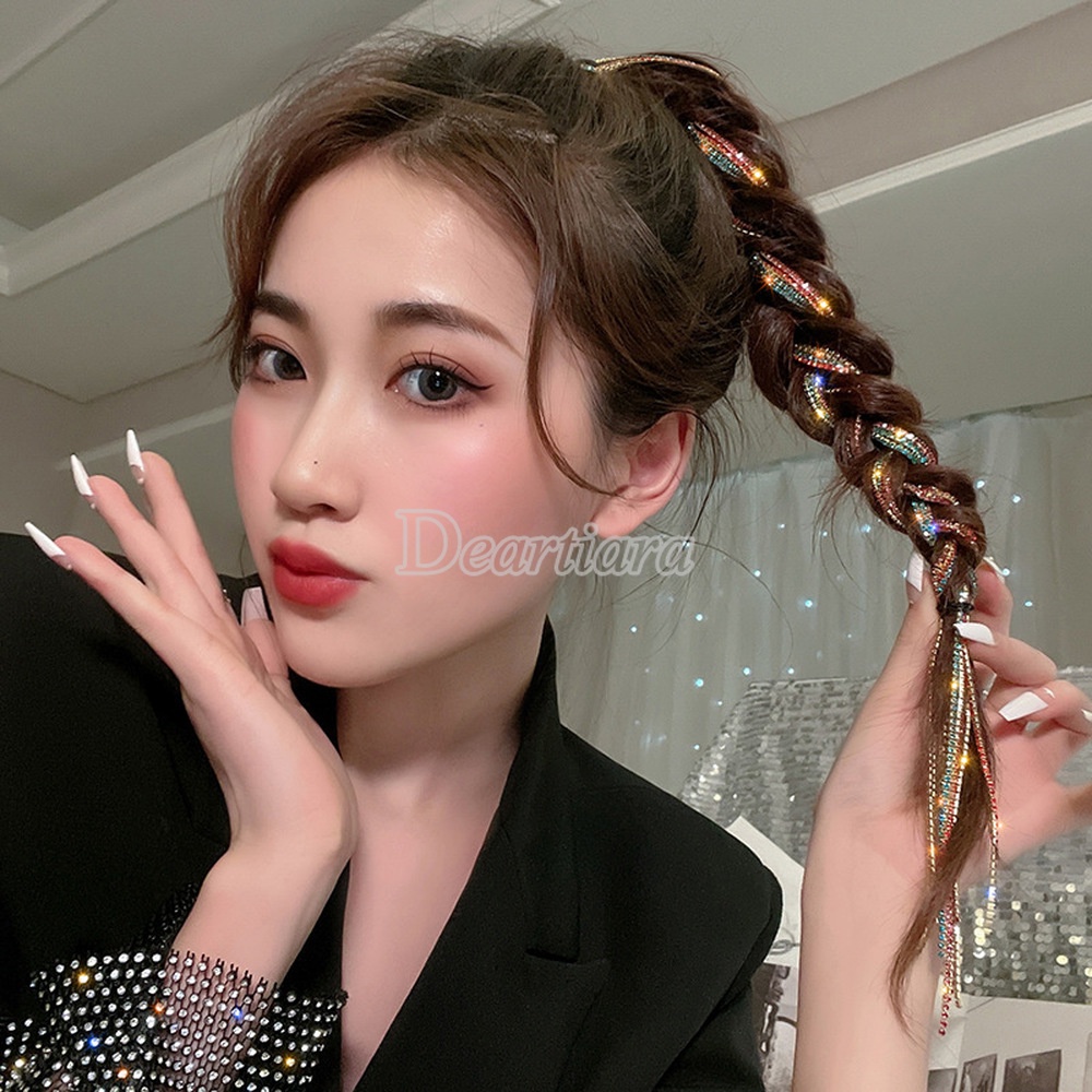 Dây Buộc Tóc Đính Đá Lấp Lánh Thời Trang Cho Nữ