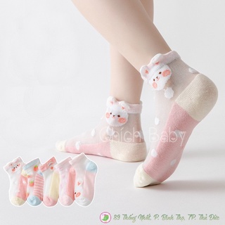 🧦👧 Set 5 đôi vớ voan thỏ dâu bé gái xinh xẻo
