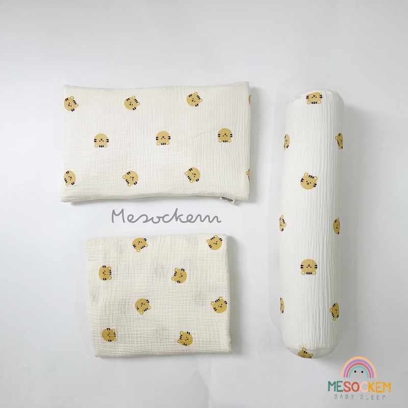 Combo chăn gối cho bé, gối ôm xô muslin MESOCKEM