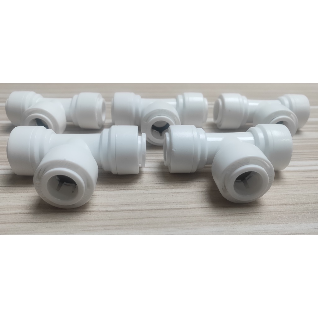 Com bo 5 tê dây 10 đều nối nhanh, tê máy lọc nước, cút nối nhanh 3 đầu d10