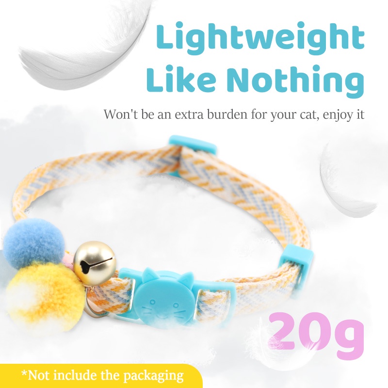 HamshMoc Vòng cổ mềm mại an toàn tháo gỡ nhanh gắn chuông và bóng phát sáng cho mèo cưng