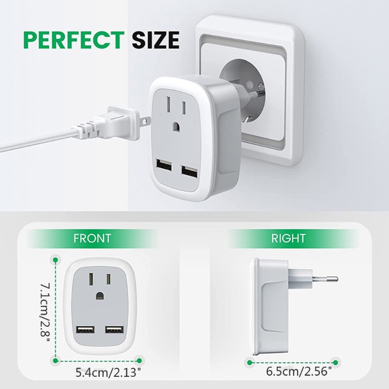 Ổ Cắm Sạc Chuyển Đổi 2 Cổng USB P Pua US Sang EU / UK / IT / for CH