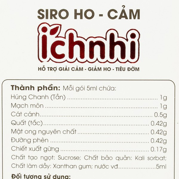 Siro ho- cảm ÍCH NHI dạng gói (hộp 30 gói)