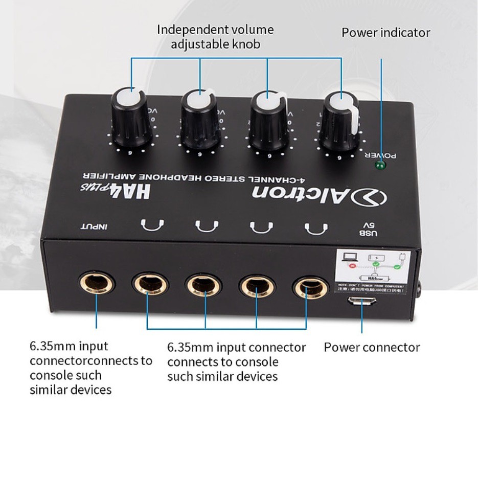 HA4 Mini 4-channel headphone amplifier - Bộ chia tai nghe Alctron HA4 Plus