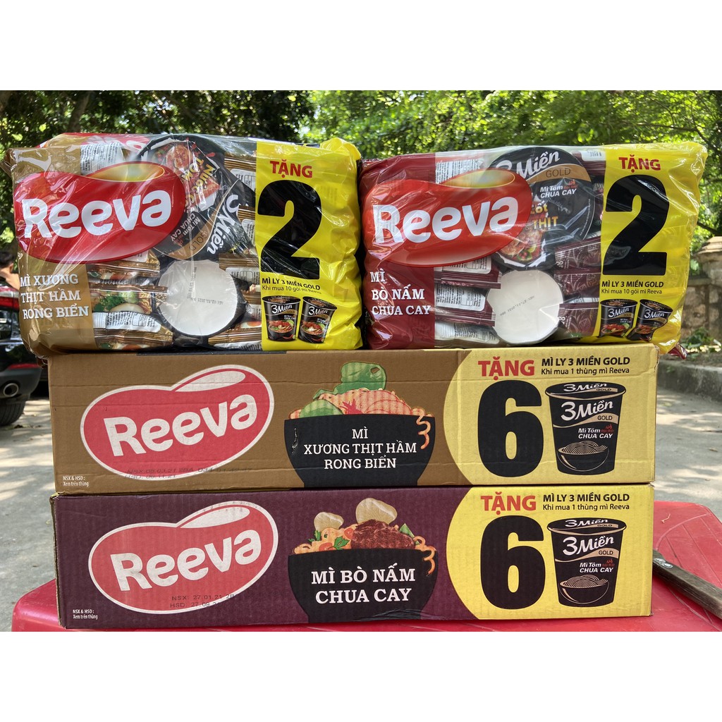 THÙNG 30 GÓI MÌ LẨU NẤM CHUA CAY REEVA 85G tặng 6 ly ba miền | BigBuy360 - bigbuy360.vn
