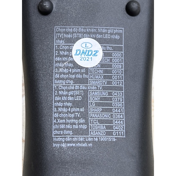 Điều khiển đầu VTV cab kèm pin loại vát