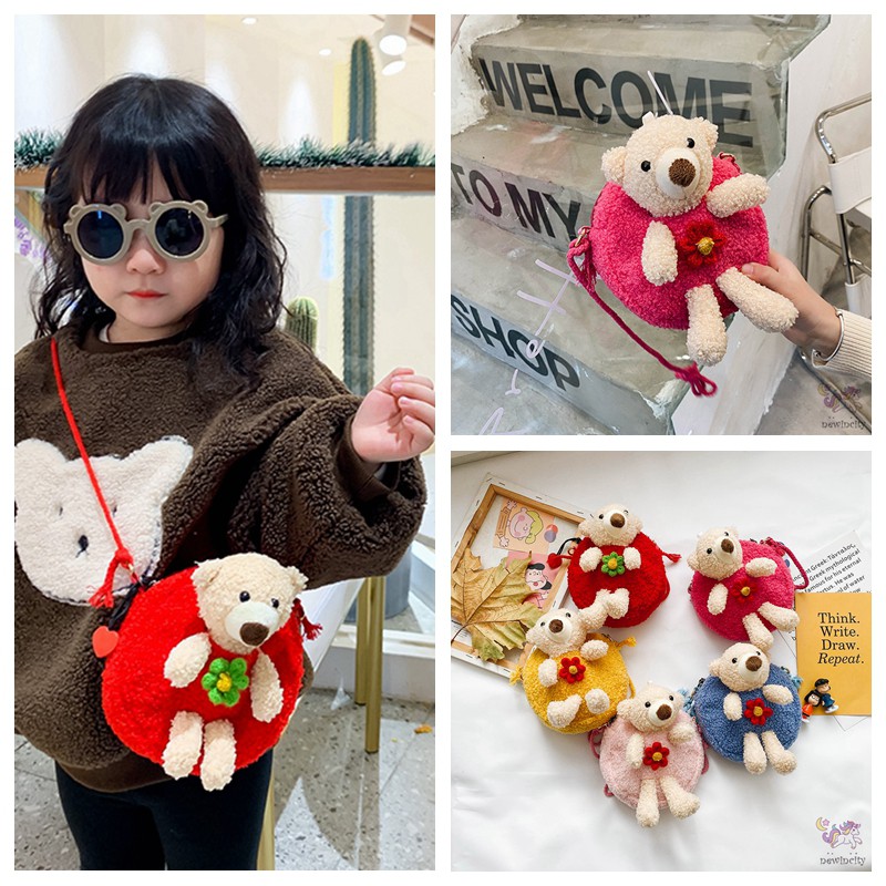 Túi đeo vai thiết kế gấu hoạt hình đáng yêu thời trang Hàn Quốc cho bé