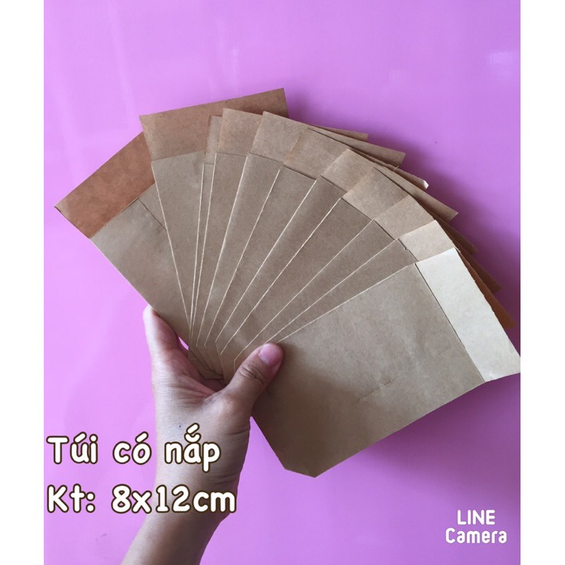 100 Túi giấy kraft có nắp đậy. (kt: 8x12cm)