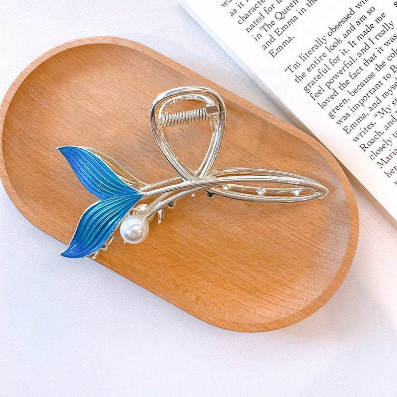 Kẹp Tóc Đuôi Cá Đính Ngọc Trai Xanh Dương Phong Cách Mới 2022