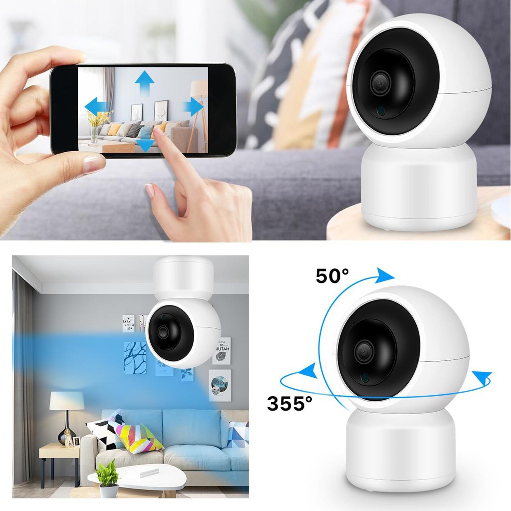 EVKVO - Auto Tracking - YCC365 PLUS APP Wireless HD 1080P WIFI PTZ IP Camera CCTV IR Night Vision 360 Degree Lens Two Way Audio Motion Detection