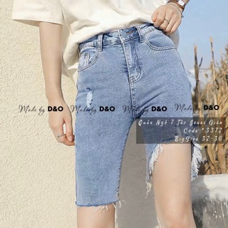 Quần Bò Rách Co Giãn / Quần Bò Lửng Size Đại - Quần Jeans Ngố Big Size 32~36 Lưng Cao