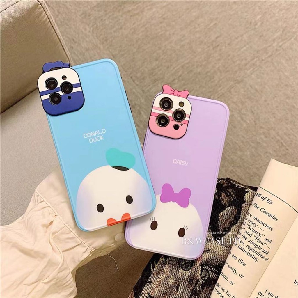 Cartoon Donald Duck Daisy Cute 3D Lens protection Phone Case For IPhone 12 11 Pro Max IX XS MAX iPhone 7 i8 Plus XR SE2020 Case Full soft cover