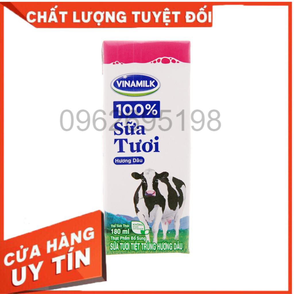 [HÀNG SẴN] Lốc 4 hộp Sữa tươi tiệt trùng Vinamilk Hương dâu 180ml/ hộp