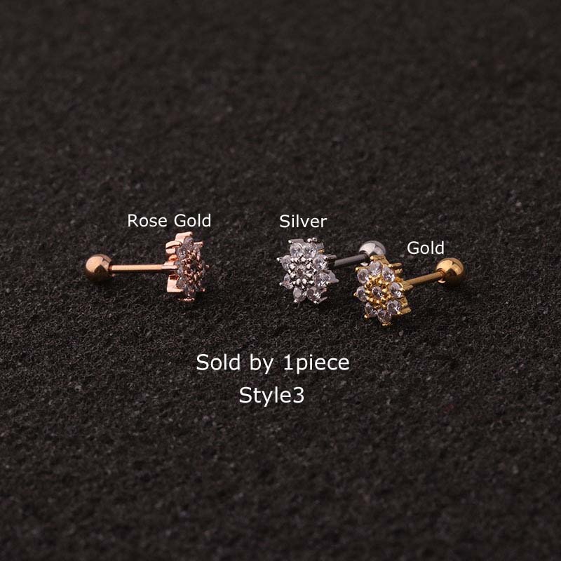 Khuyên tai xỏ vành tai nặng 20g dài 6mm bằng thép không gỉ