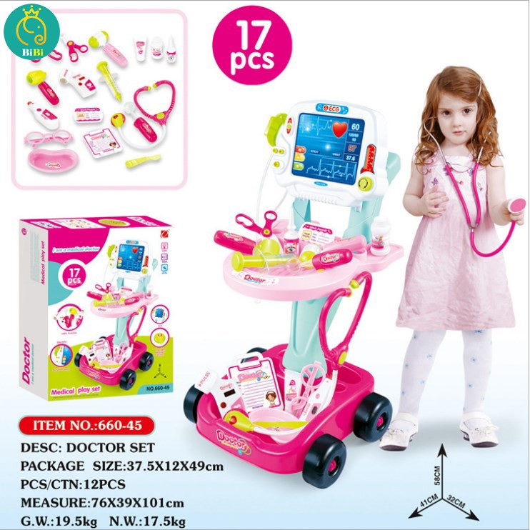 Đồ chơi bác sĩ cao cấp 💥LOẠI ĐẸP-FREESHIP💥 bộ đồ chơi trẻ em xe đẩy bác sĩ ĐIỆN TÂM ĐỒ có hiệu ứng âm thanh ánh sáng