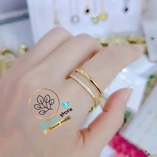 Nhẫn titan nữ cao cấp Double Nune store kiểu Hàn Quốc
