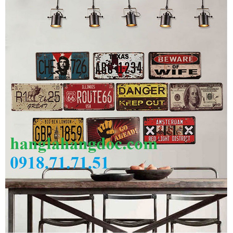 Tranh thiếc  biển số xe vintage  30x15cm giá rẻ