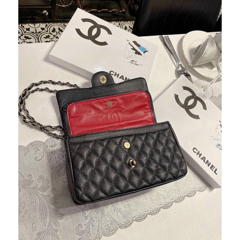 Túi classic da gạo hai nắp full logo