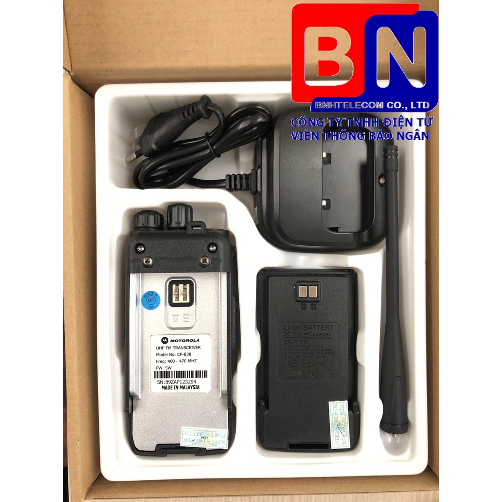 Bộ 4 Bộ đàm Motorola CP838 + 4 Tai Nghe Dây Xoắn CP-838