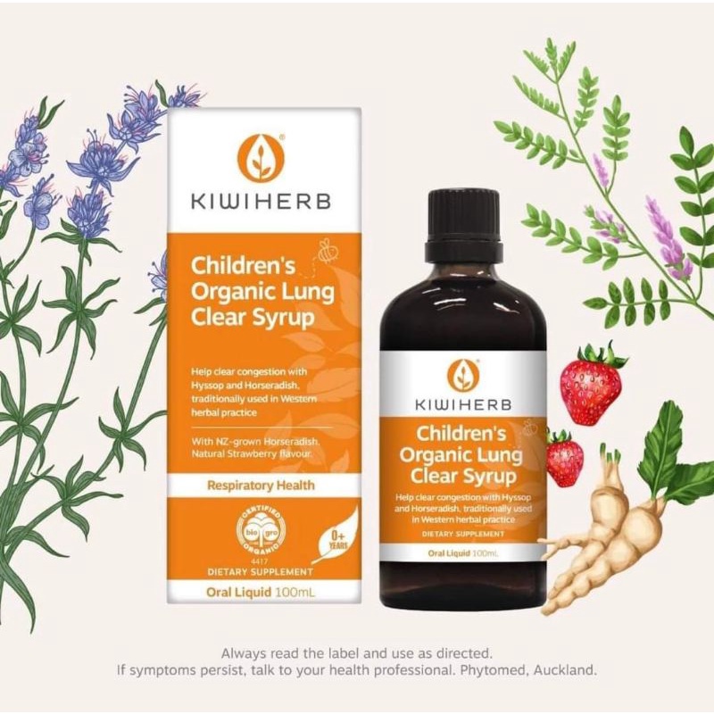 SIRO BỔ PHỔI KIWIHERB ORGANIC LUNG CLEAR GIÚP BỔ PHỔI, DETOX VÀ PHỤC HỒI CHỨC NĂNG PHỔI CHO TRẺ NHỎ