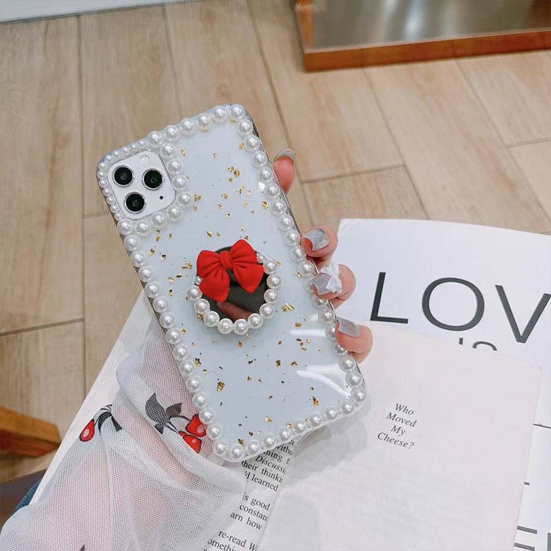 Ốp lưng đính hạt ngọc trai nhân tạo dễ thương phong cách Hàn Quốc cho IPhone 12mini IPhone 11promax XS XR | BigBuy360 - bigbuy360.vn