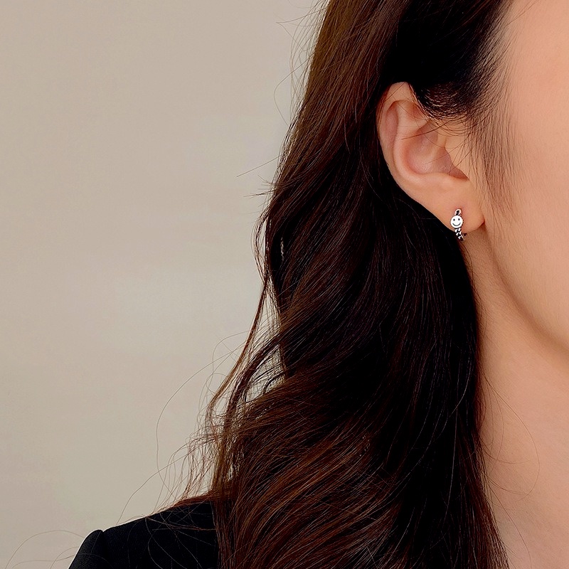 Bông Tai Mạ Bạc 925 Hình Mặt Cười Thời Trang