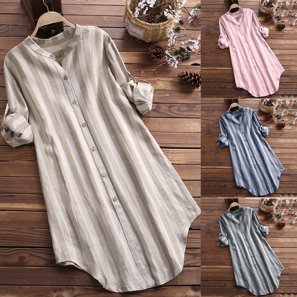 Hlvwei S-5Xl Váy Voan Denim Xếp Ly Tròng Đầu Cài Nút Họa Tiết Kẻ Sọc Có Khóa Kéo Cho Nữ
