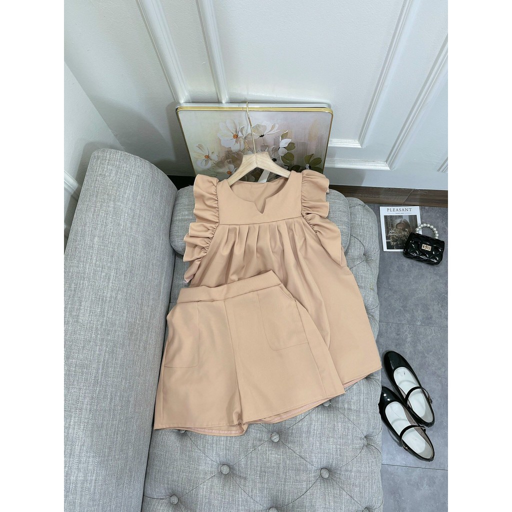 Sé Bộ Nữ, Sét Áo Babydoll Tay Bèo Mix Quần Sooc Mặc Siêu Mát Hàng Qc | BigBuy360 - bigbuy360.vn