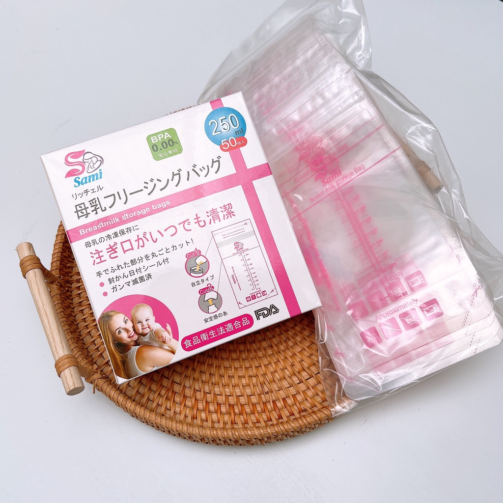 Túi trữ sữa Sami hộp 50 túi loại 250ml 𝐊𝟏𝟕