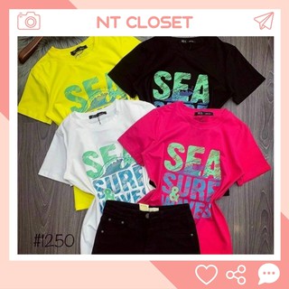 Áo thun giấy form rộng in chữ Sea sure tay ngắn cổ tròn NT CLOSET - AT003