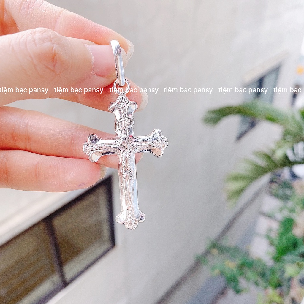 Mặt dây chuyền thánh giá nam PANSY - Vòng cổ nam mặt hình Chúa Giêsu Kitô bằng bạc ta cao cấp