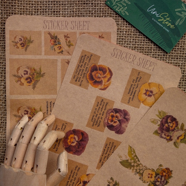 Sticker sheet pansies - hình dán thiết kế trang trí sổ nhật kí, sổ tay | Bullet journal sticker - uni038