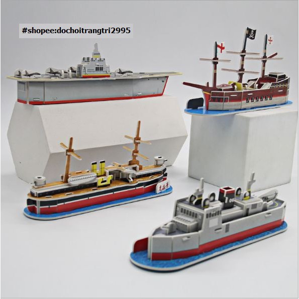 Mô hình 3D giấy tự lắp ráp, hình tàu chiến đấu, tàu cảng, tàu hải tặc - Đồ chơi sáng tạo - Đồ chơi thông minh.