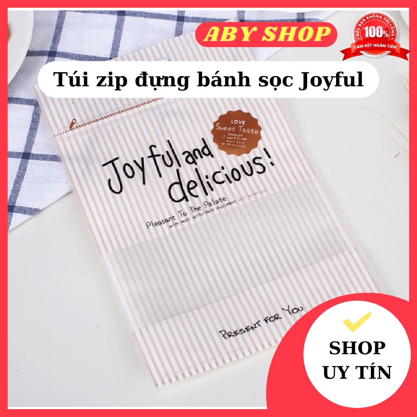 Túi zip đựng bánh sọc chấm nâu ⚡ CAO CẤP ⚡ túi Joyful chuyên dụng đựng bánh nhỏ gọn xinh xắn