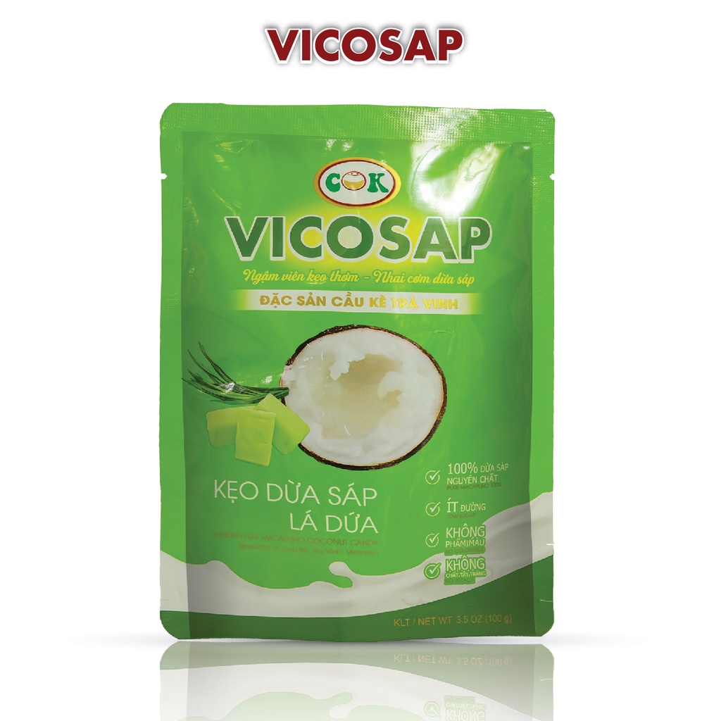 Kẹo dừa sáp lá dứa 100gr Vicosap