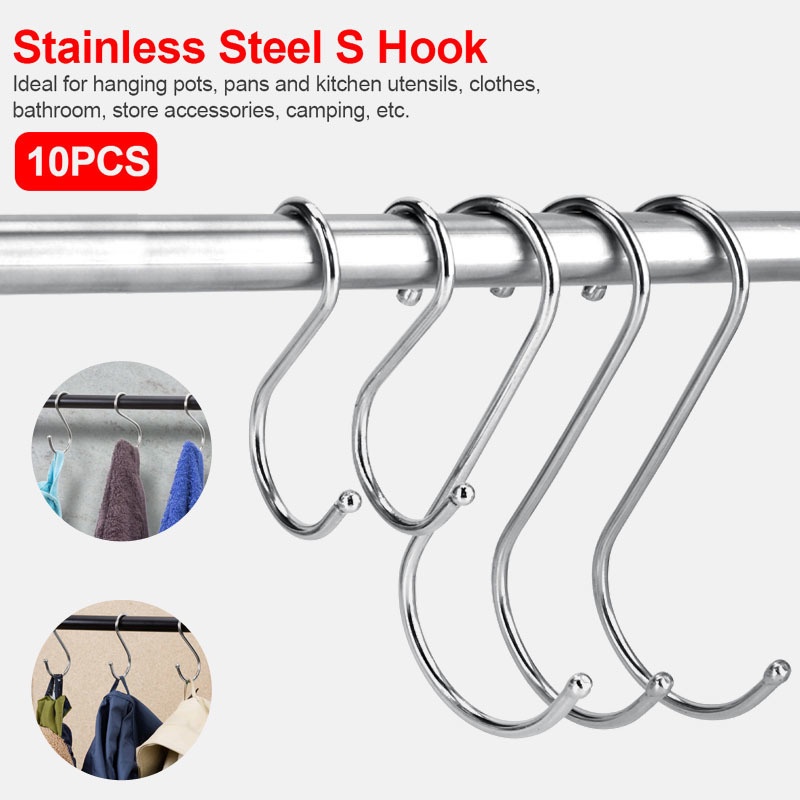 Set 10 Móc Chữ S Treo Đồ Đa Năng Bằng Thép Không Gỉ