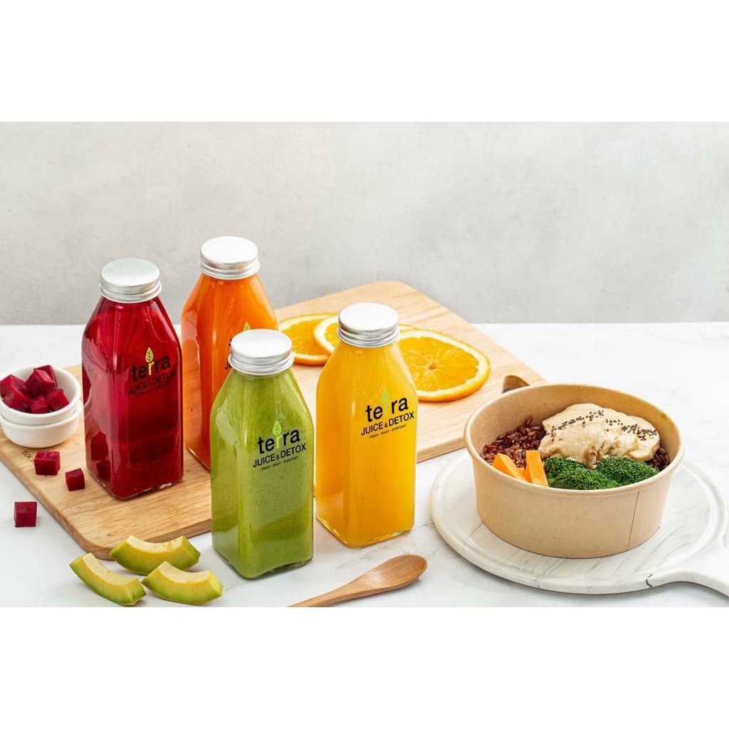 Combo 3 chai thủy tinh vuông nắp nhôm xoáy 350ml