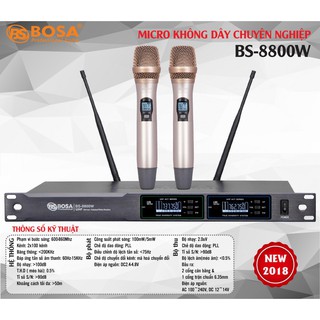 Micro karaoke không dây bosa 8800w - màu vàng- tặng kèm chống lăn