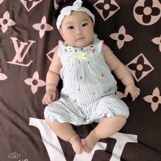 Jumsuits nannette bé gái thêu hoa