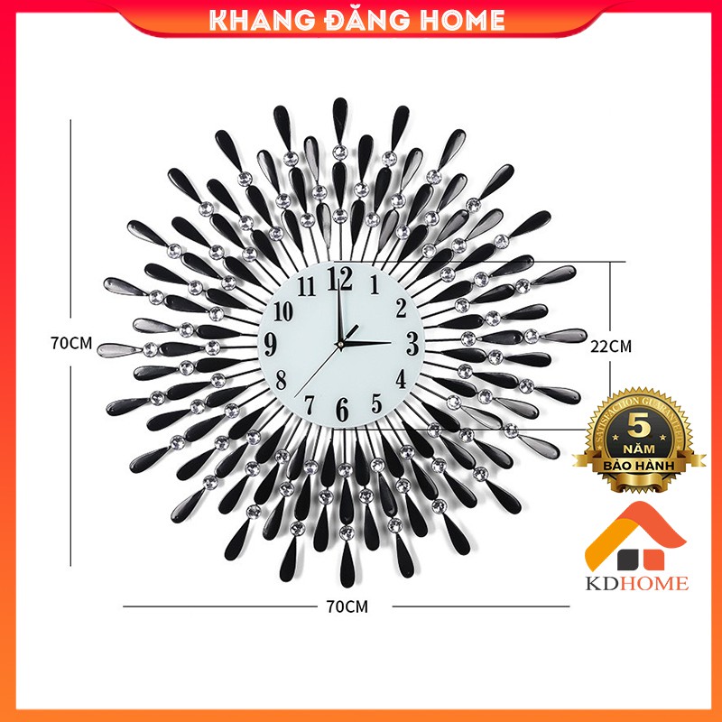 Đồng Hồ Treo Tường Trang Trí Giọt Nước KD1245 chất liệu sơn tĩnh điện 3 lớp không gỉ, kim trôi êm