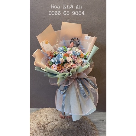 Bó hoa sáp mix lụa cao cấp. Thiết kế nhà Khả An. Ship hoả tốc nội thành