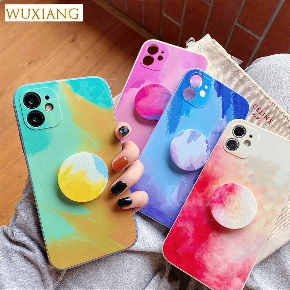 Ốp Lưng Silicone Mềm Có Vòng Nhẫn Và Nam Châm Gắn Ô Tô Cho Samsung Galaxy J4 Plus J7 Prime A11 A12 A10S A10 A20 A30 A50 A51 A71