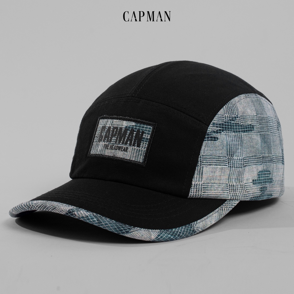 Mũ lưỡi trai phom 5panel chính hãng CAPMAN phong cách hiphop màu đen CM132