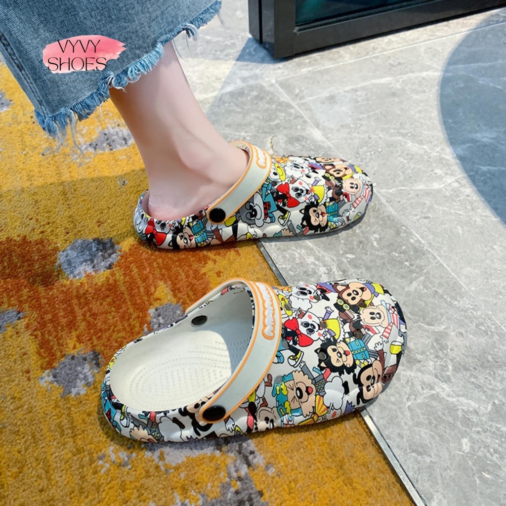 Dép Cross nữ kèm charm, dép bánh mì nữ đế cao siêu dễ thương, cực êm chân giúp cho outfit của bạn chất hơn