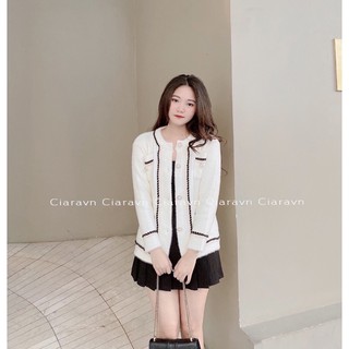 Cardigan len lông thỏ dày mịn (đen/trắng)