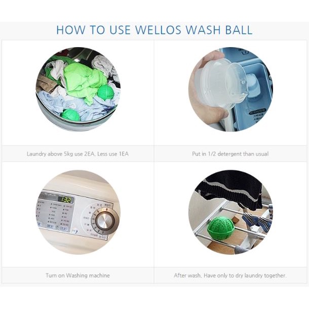 WELLOS Hàn Quốc LAUNDRY BALL Quả bóng giặt nước nhỏ bức xạ hồng ngoại