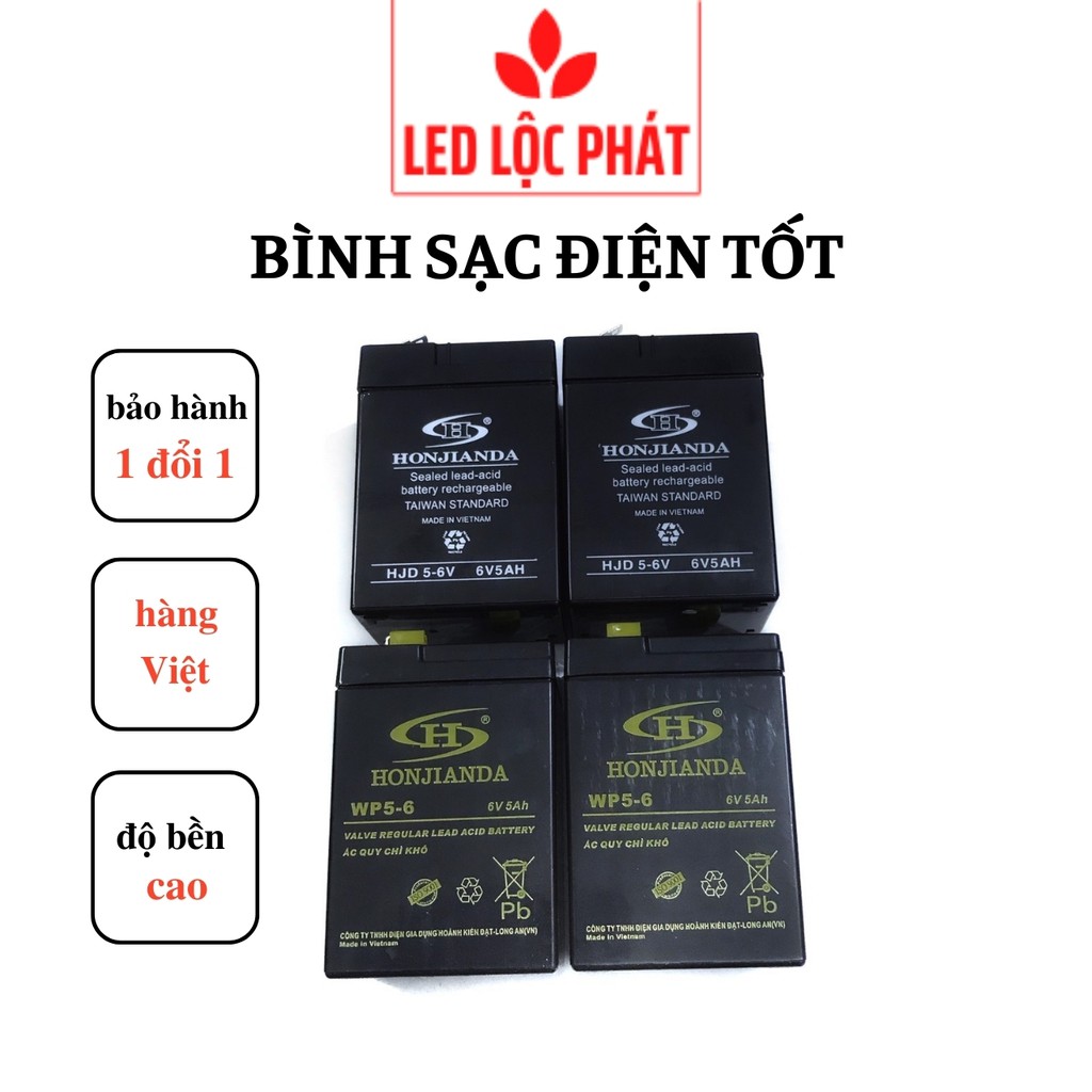 Bình ắc quy xe đạp điện 6v khô HONJIANDA, bình acquy xe điện quạt đèn sạc