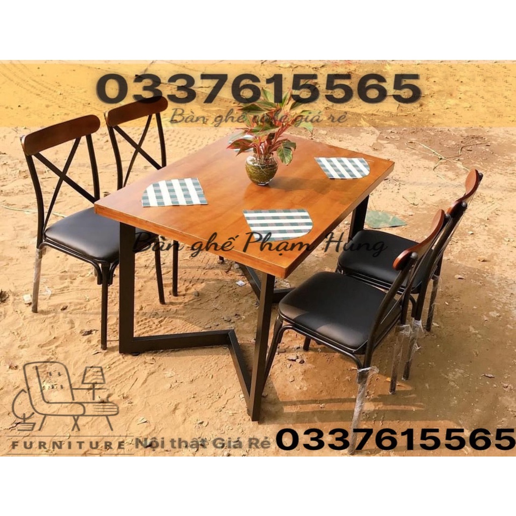Bộ bàn ghế ăn gia đình 1 bàn 4 ghế 60x1m2